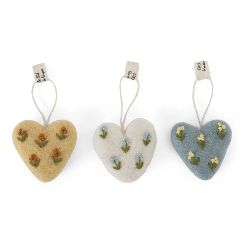 Colgante Corazón Bordado SET*3 Gry&Sif