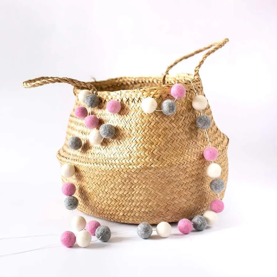 Guirnalda Bolitas Rosa y Gris