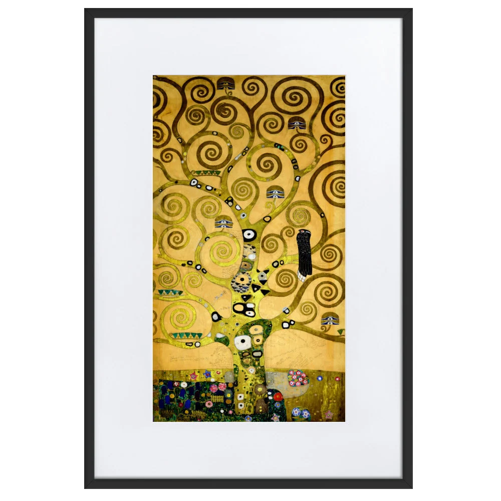 Cartel con passepartout - Gustav Klimt, el árbol de la vida Negro