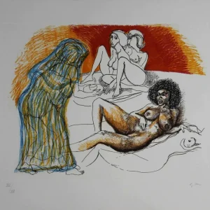 GUTTUSO Renato, Zefis Usbeck, 1973, Aguafuerte aguafuerte original firmado