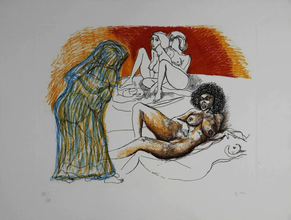 GUTTUSO Renato, Zefis Usbeck, 1973, Aguafuerte aguafuerte original firmado