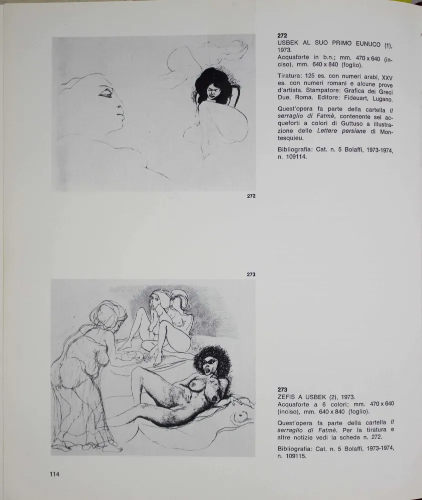 GUTTUSO Renato, Zefis Usbeck, 1973, Aguafuerte aguafuerte original firmado