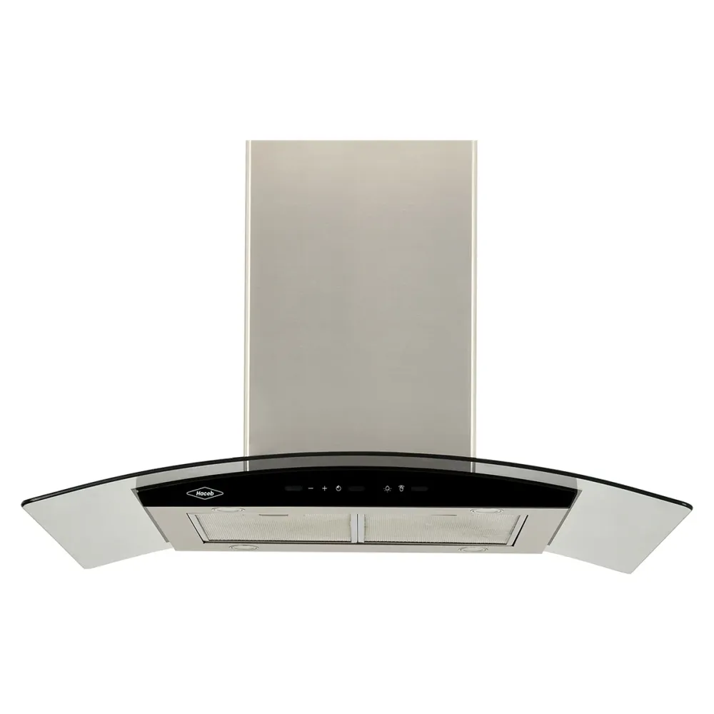 Campana Isla Vidrio Inox-negro 90 Cm 3 Velocidades Haceb