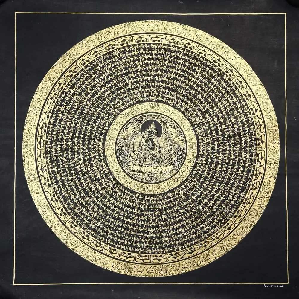 Mantra Thangka de Tara Blanca y Oro Healing Mandala Thangka Painting