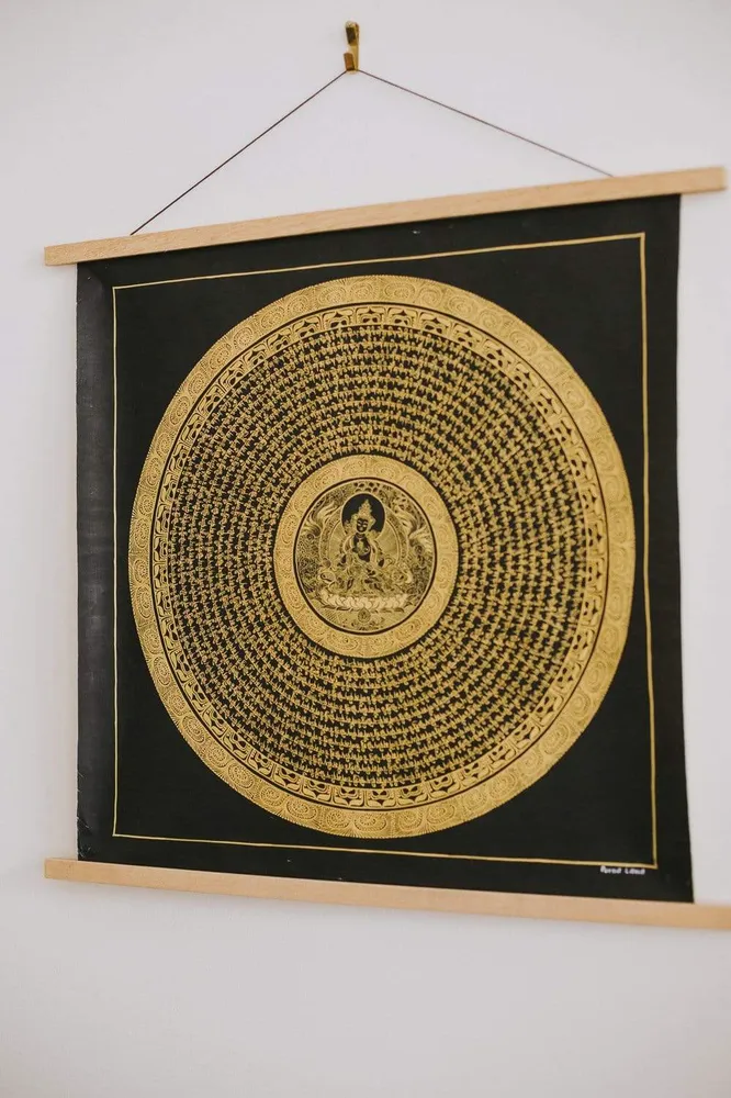 Mantra Thangka de Tara Blanca y Oro Healing Mandala Thangka Painting