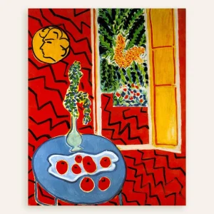 Interior rojo, naturaleza muerta sobre mesa azul de Henri Matisse - Póster
