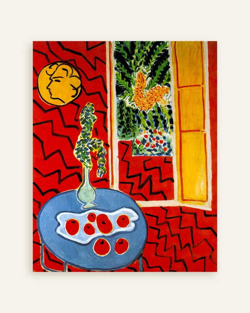 Interior rojo, naturaleza muerta sobre mesa azul de Henri Matisse - Póster