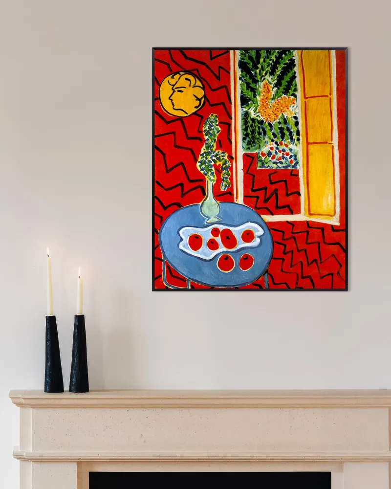 Interior rojo, naturaleza muerta sobre mesa azul de Henri Matisse - Póster