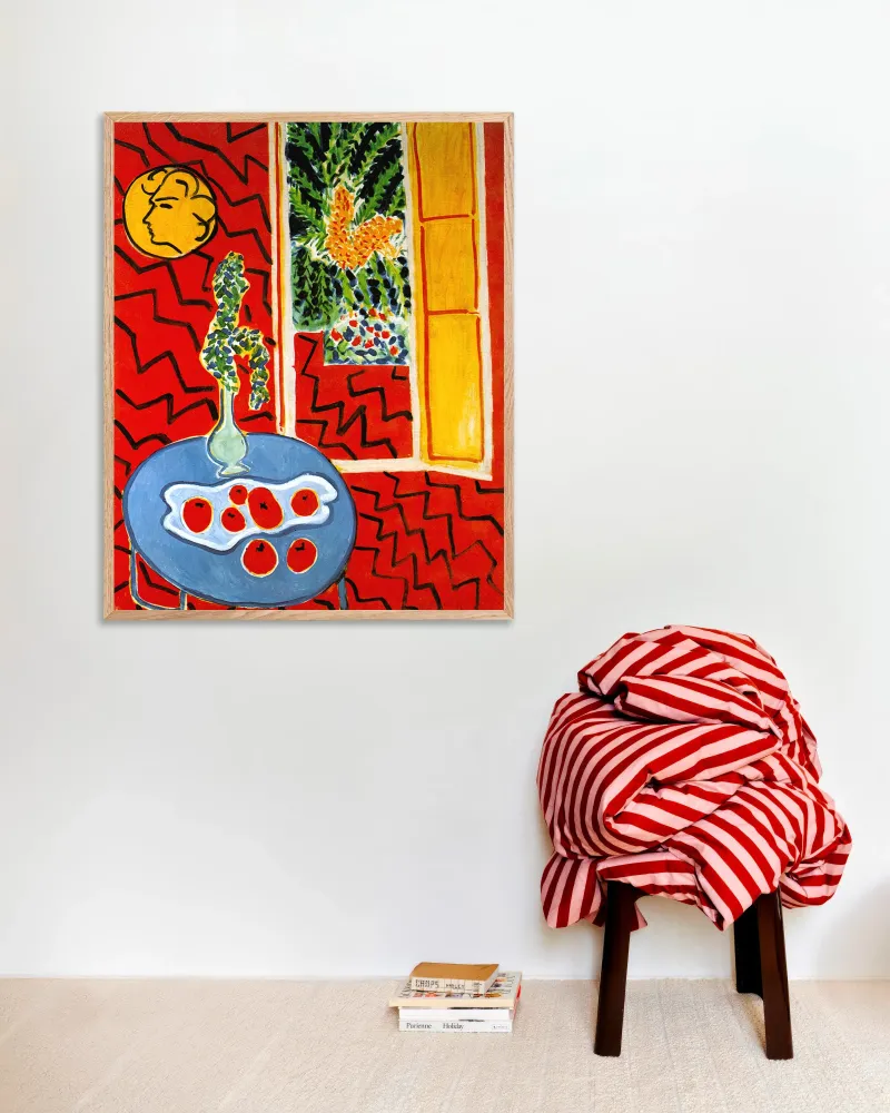 Interior rojo, naturaleza muerta sobre mesa azul de Henri Matisse - Póster