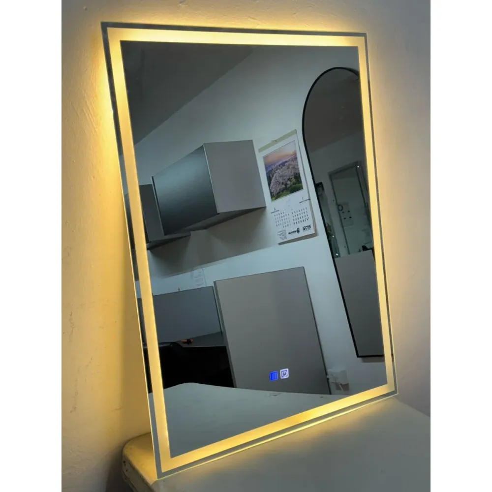 Espejo Rectangular marco esmerilado Con 3 tonos de luz + Antiempañante de 50x70 cm herrashop HERRASHOP E1R25070