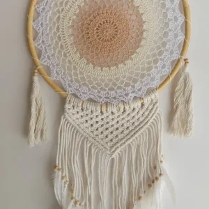 Atrapasueños GRANDE Tejido y Macrame (blanco) Holistic Concept Mx