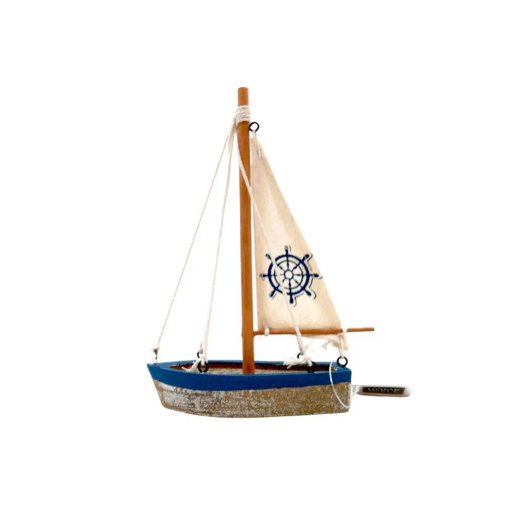 Barco Decorativo Madera 10x16Cms Velero Azul HomeWell