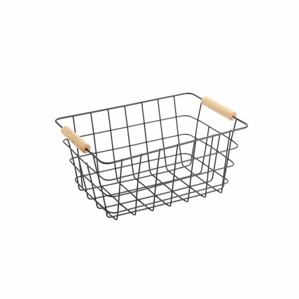 Canasto Metal Negro 32.5x23x14.5 cm HomeWell