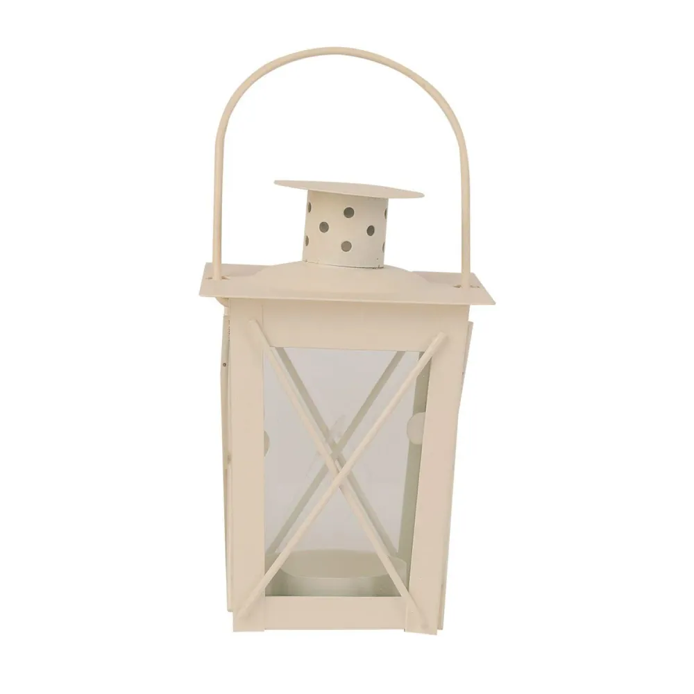 Farol de Vela Metal Blanco 11x7,5x7,5cm HomeWell