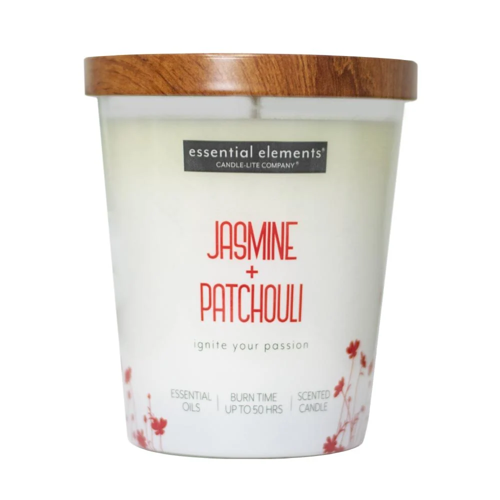 Vela 9 Oz Essential Elements Jasmine Patchouli Candle Lite 4471020 Hoyostools