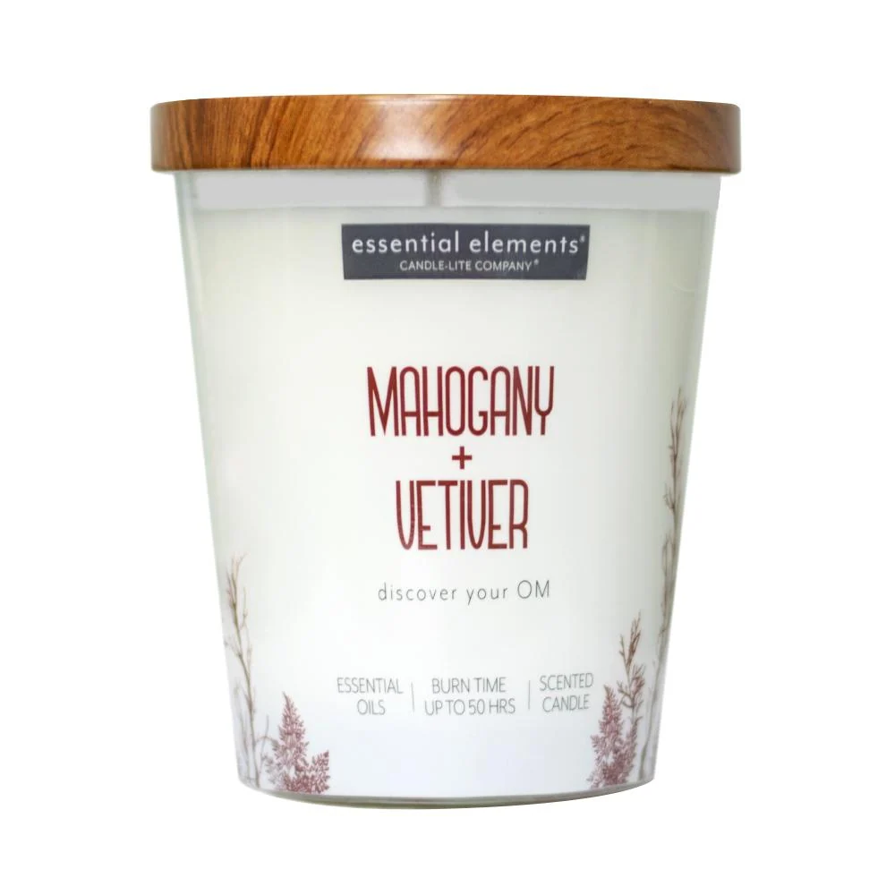 Vela 9 Oz Essential Elements Mahogany Vetiver Candle Lite 4471293 Hoyostools