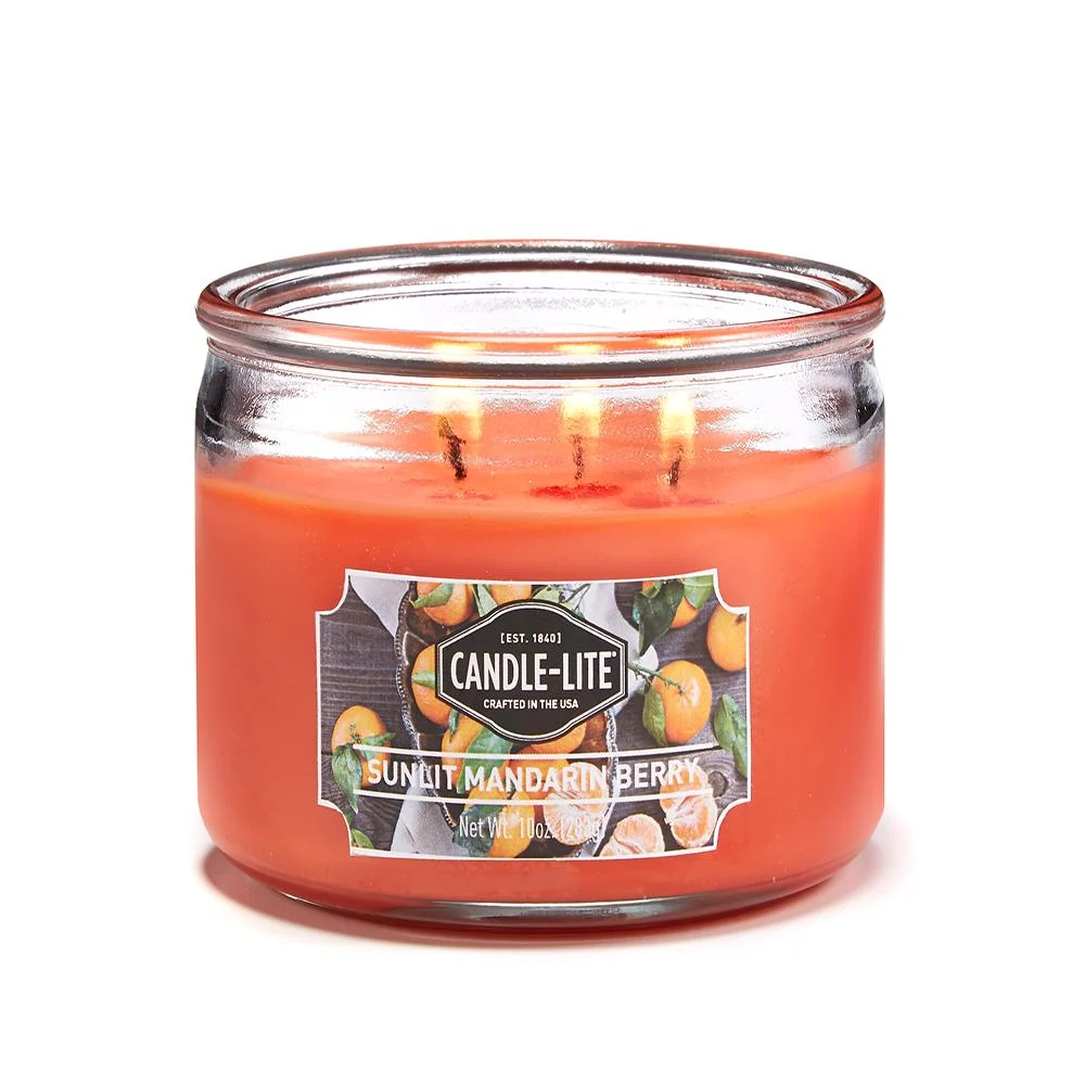 Vela 10 Oz Tres Mechas Sunlit Mandarin Berry Candle Lite 1879271 Hoyostools