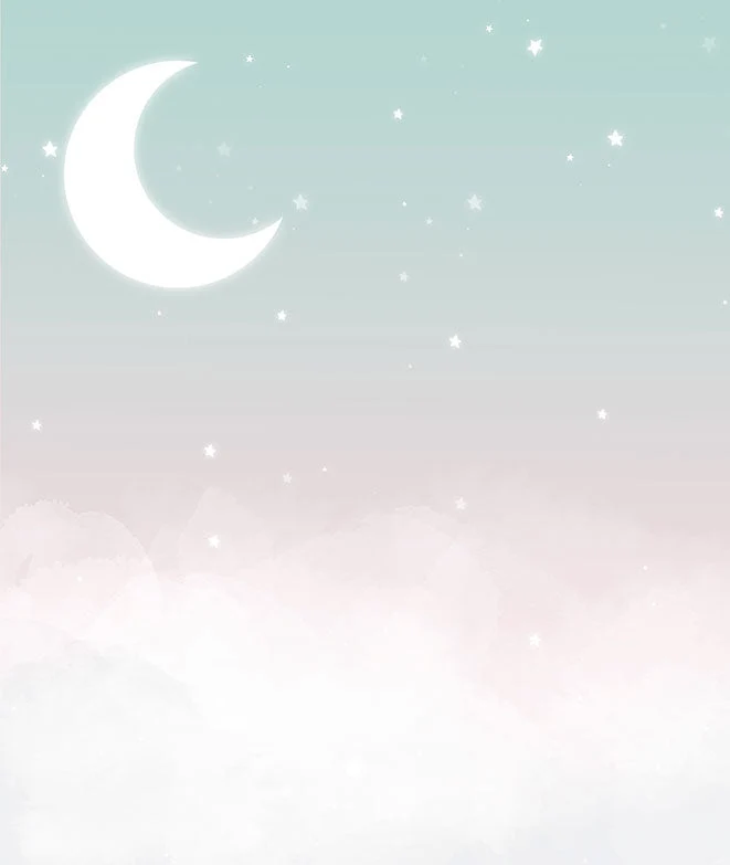 CLOUDS&STARS MINT/ROSA Mural de papel pintado Il Mondo di Alex