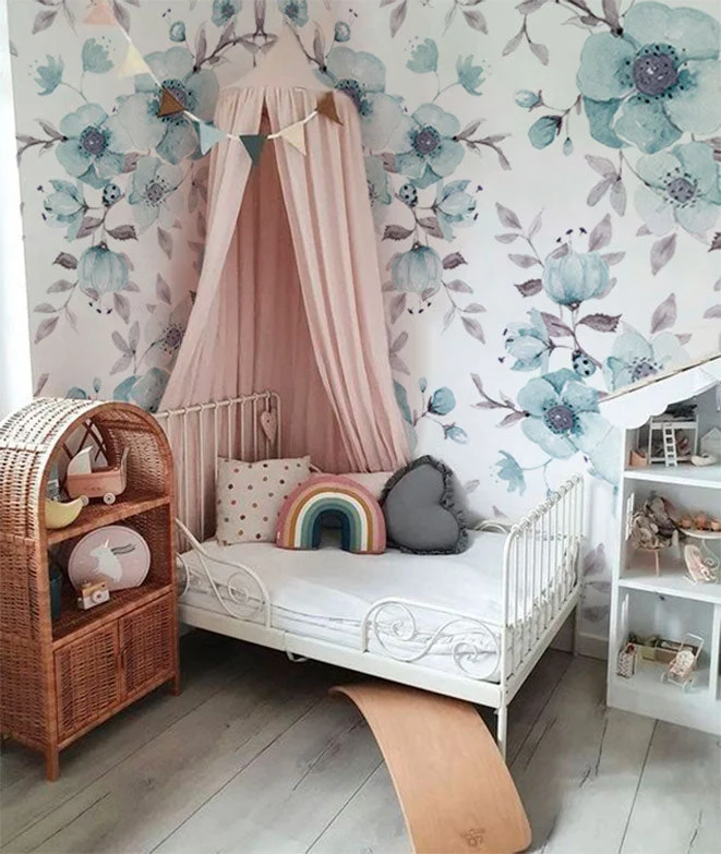 FLORES AZUL Papel pintado infantil Il Mondo di Alex