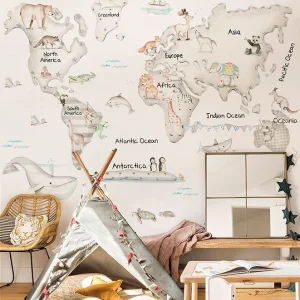 MAPA MUNDI GRIS Mural de papel pintado Il Mondo di Alex