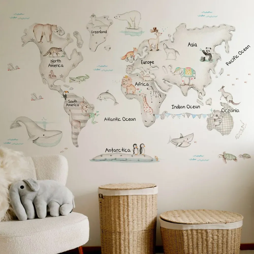 MAPA MUNDI GRIS Mural de papel pintado Il Mondo di Alex