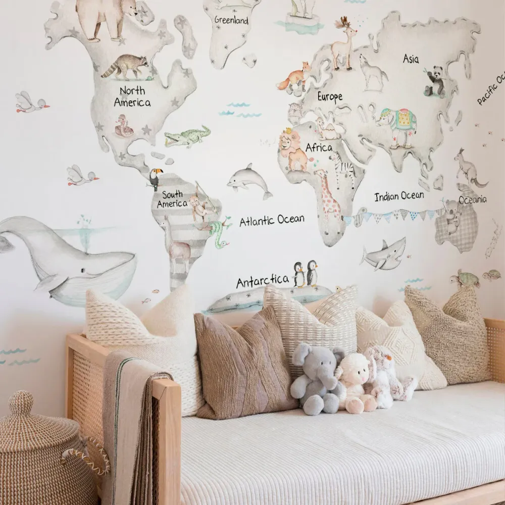 MAPA MUNDI GRIS Mural de papel pintado Il Mondo di Alex