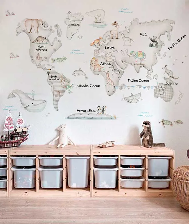 MAPA MUNDI GRIS Mural de papel pintado Il Mondo di Alex