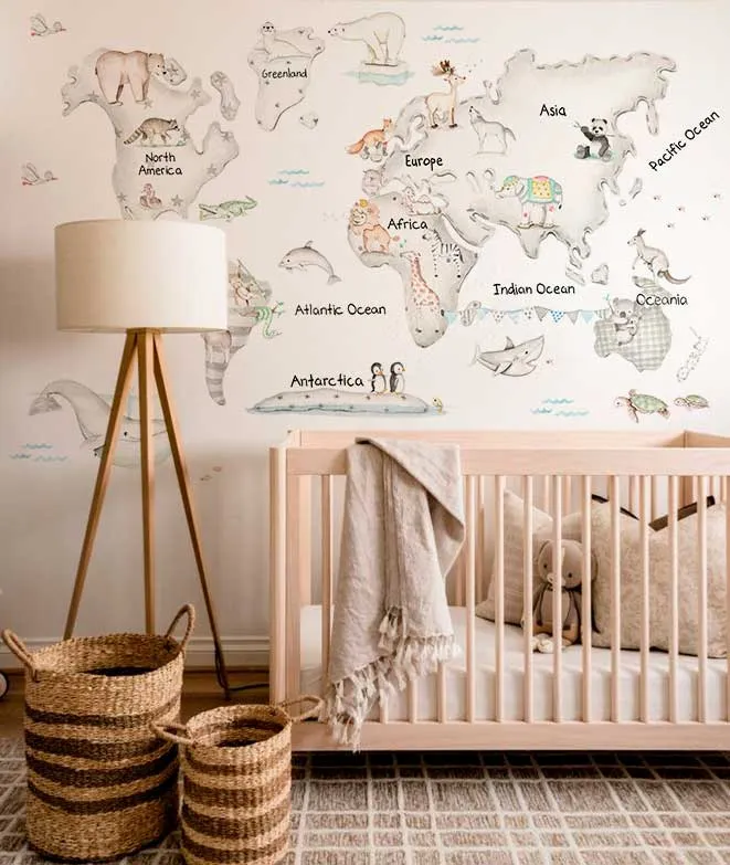 MAPA MUNDI GRIS Mural de papel pintado Il Mondo di Alex