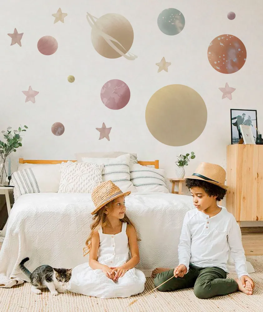 PLANETAS ESPACIO II Vinilo infantil personalizable Il Mondo di Alex