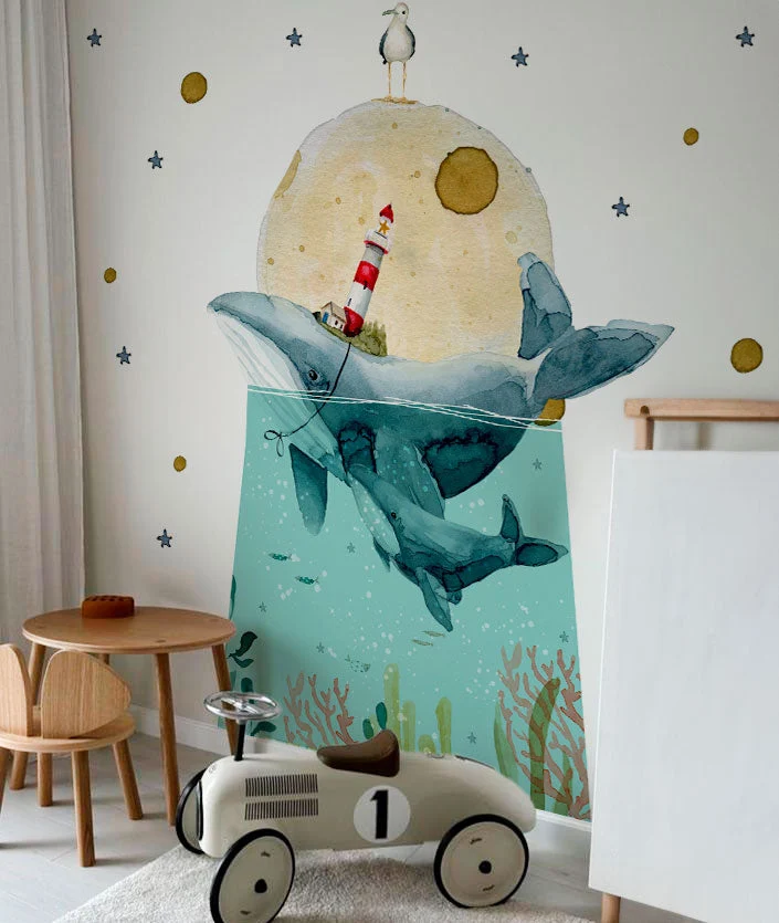 Vinilo pared XXL Ballenas Ocean Il Mondo di Alex