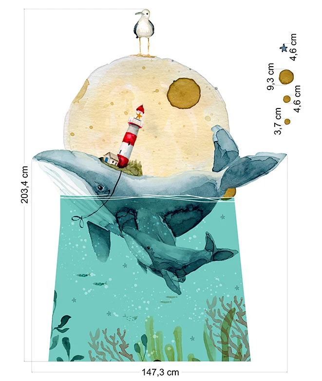 Vinilo pared XXL Ballenas Ocean Il Mondo di Alex