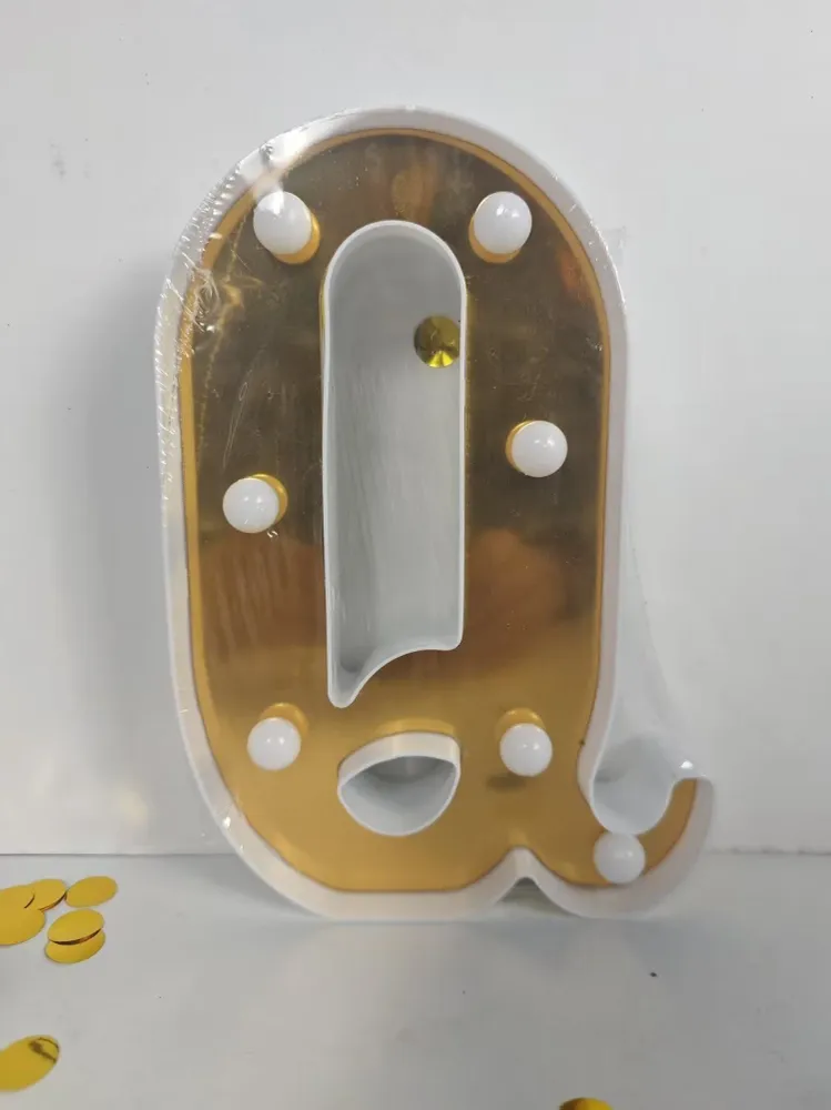 LAMPARA NUMERO LETRA DORADO 0-9 -Z 21CM Importacion Luna