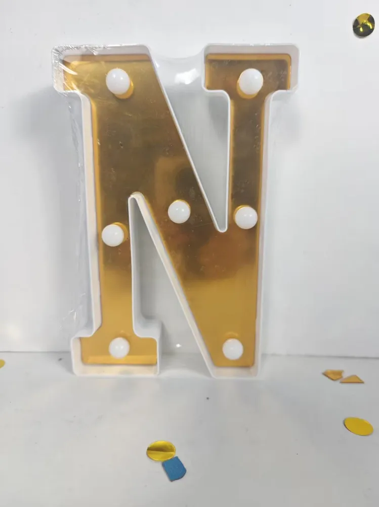 LAMPARA NUMERO LETRA DORADO 0-9 -Z 21CM Importacion Luna