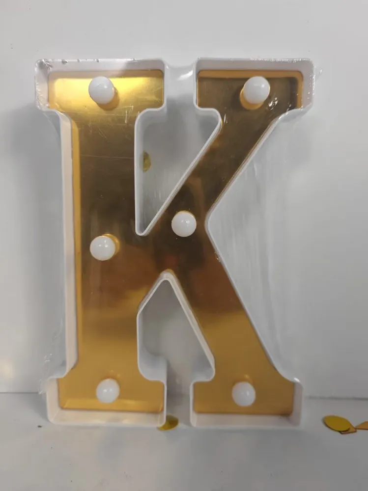LAMPARA NUMERO LETRA DORADO 0-9 -Z 21CM Importacion Luna