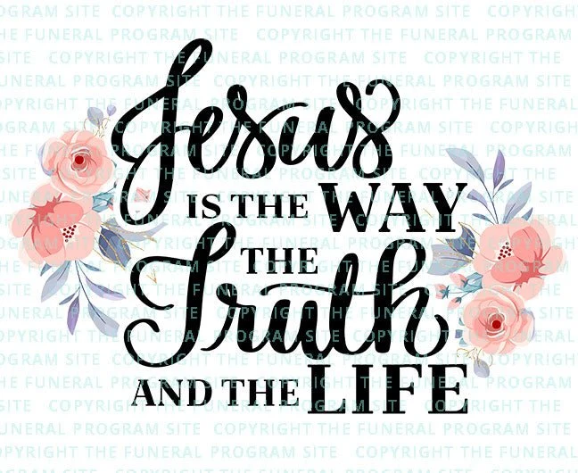 Arte de palabras con versículos bíblicos "Jesús es el camino" In Loving Memory Word Art
