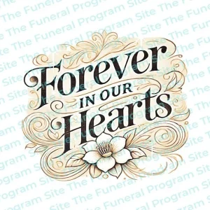 Título del programa funerario Por siempre en nuestros corazones In Loving Memory Word Art