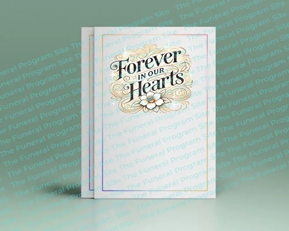 Título del programa funerario Por siempre en nuestros corazones In Loving Memory Word Art