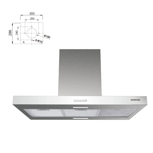 Campana 90cm decorativa Infiniton CMPTISH99X 800m3h inox