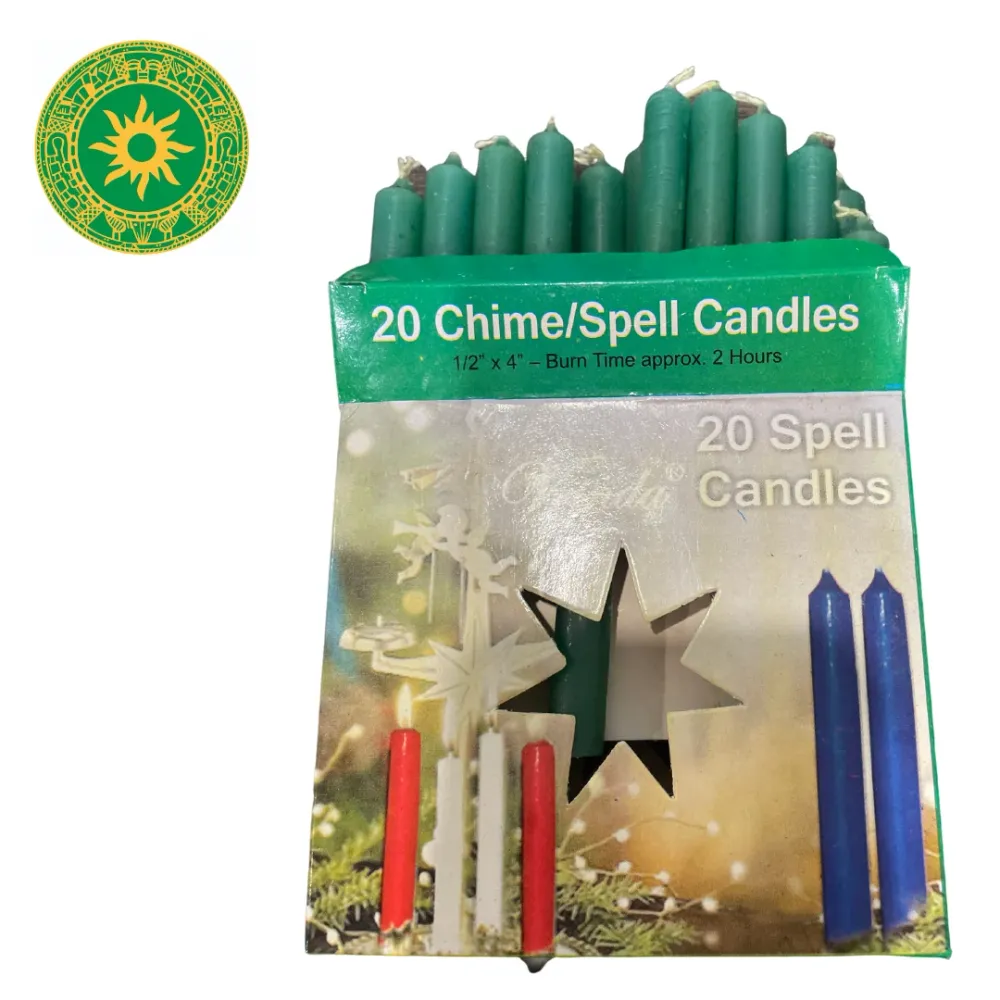 Caja de 20 Velas 4" Verde – Spiritual Ritual Candle Altars and Traditional Use INSHE MIAMI