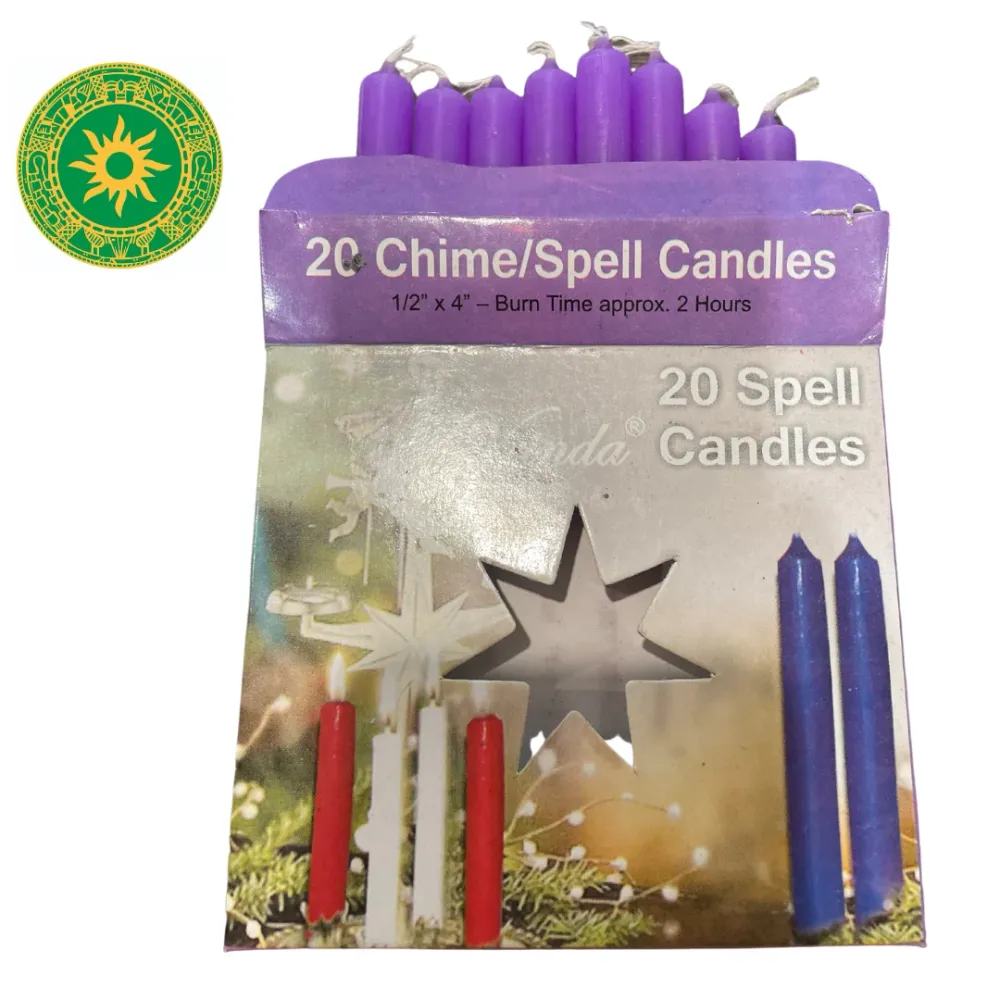 Caja de 20 Velas 4" Violeta – Spiritual Ritual Candle Altars and Traditional Use INSHE MIAMI
