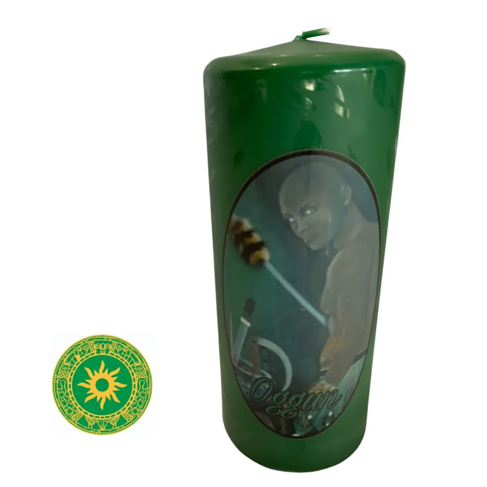 VELON CON IMAGEN OGUN 8" – Spiritual Ritual Candle Altars and Traditional Use INSHE MIAMI