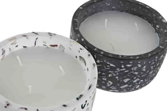 Vela cemento cera 13x13x6,8 terrazzo 2 surt. Blanco ITEM INTERNACIONAL