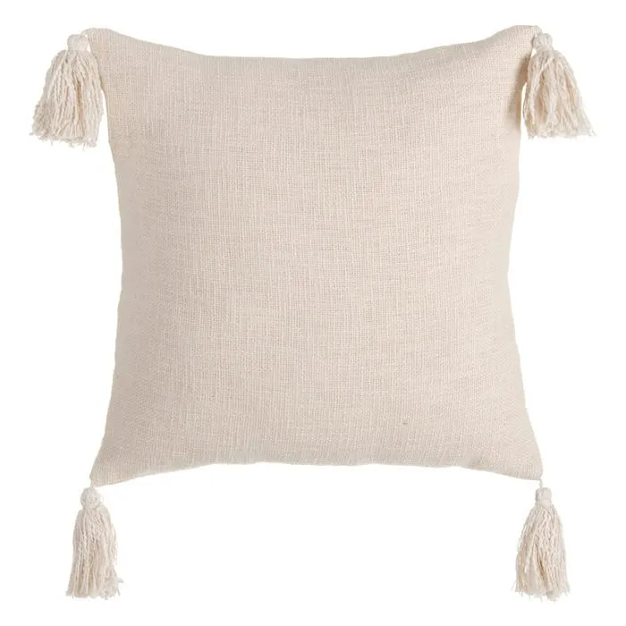 Cojín Pompones Cuadrado Colores Beige IX