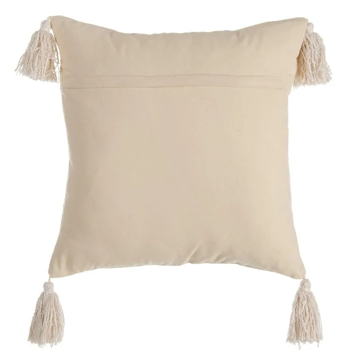 Cojín Pompones Cuadrado Colores Beige IX