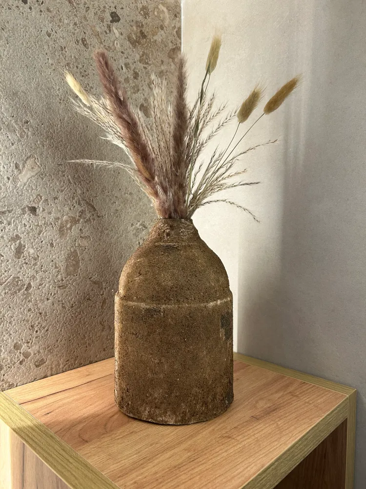 Jarrón Effy Rugoso Metal Marron J-LINE