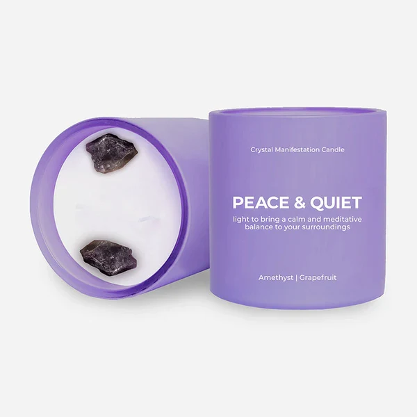 Peace &Quiet - Vela en Presentación en Cristal - Pomelo Perfumado con Amatista Jill & Ally