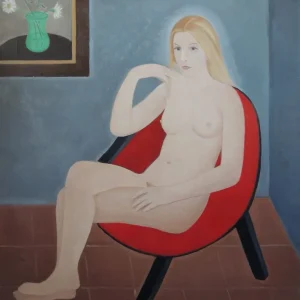Juan Navarro Ramón - Desnudo en sillón rojo