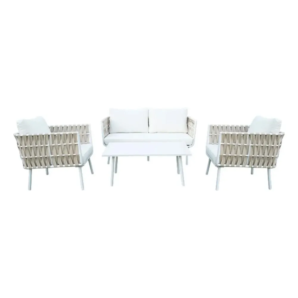 Juego Terraza 4 Piezas Comedor Jardin Marbella Blanco