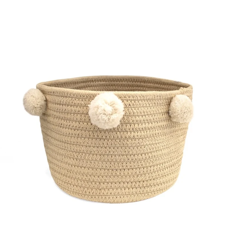 CANASTA TEXTIL PARA DECORACION CON POM POM KENNEDY HOME COL.
