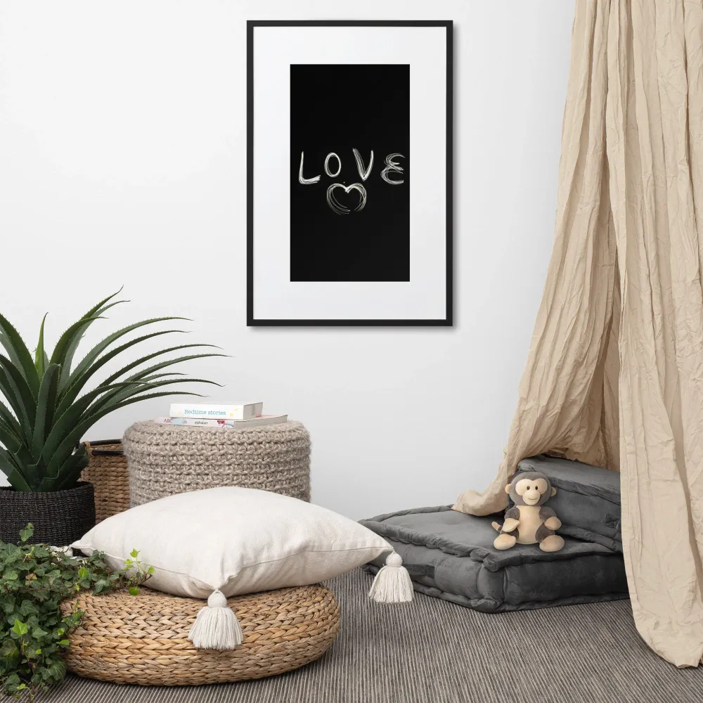 Amor con corazón - Póster en marco con paspartú Negro Kuratoren von artlia